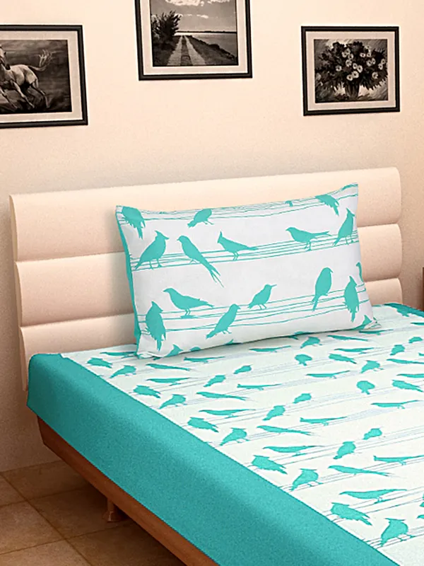 Pack_of_2_Pieces_Cotton_Aqua_Big_Bird_Printed_Single_Bedsheet_With_Pillow_Cover_for_Bedroom,_Guest_Room,_Kids_Room