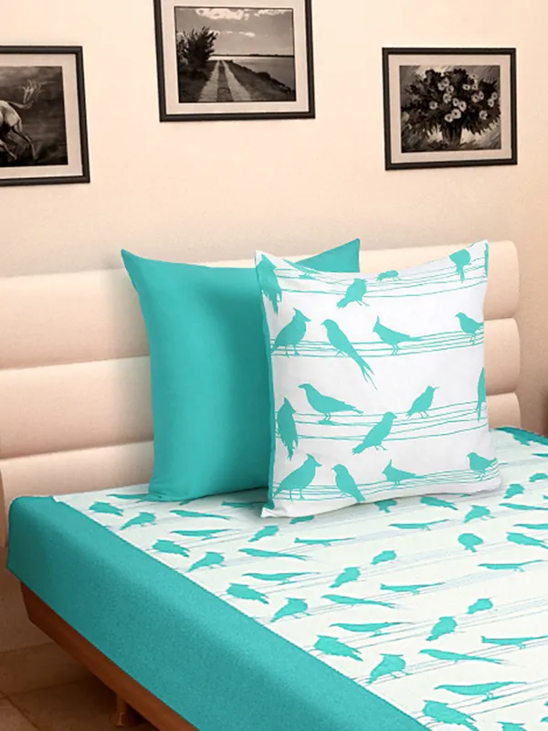 Pack_of_3_Pieces_Cotton_Aqua_Big_Bird_Printed_Single_Bedsheet_With_Sham_Cover_for_Bedroom,_Guest_Room,_Kids_Room