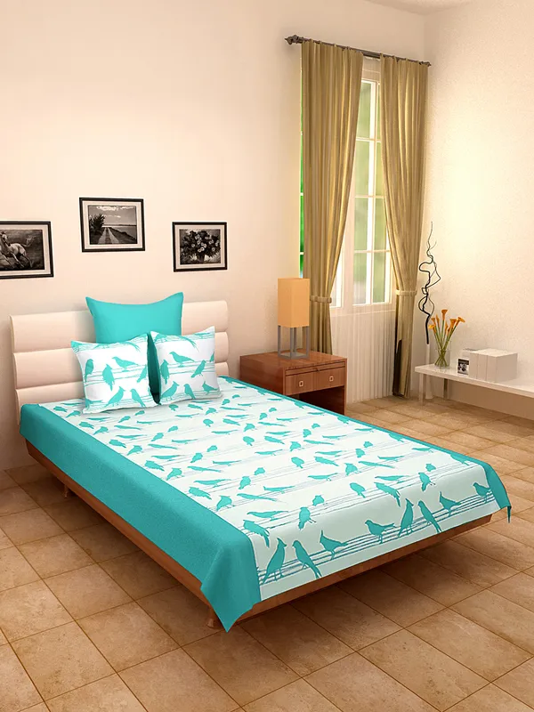 Pack_of_4_Pieces_Cotton_Aqua_Big_Bird_Printed_Single_Bedsheet_With_Sham_Cover_and_Cushion_Cover_for_Bedroom,_Guest_Room,_Kids_Room