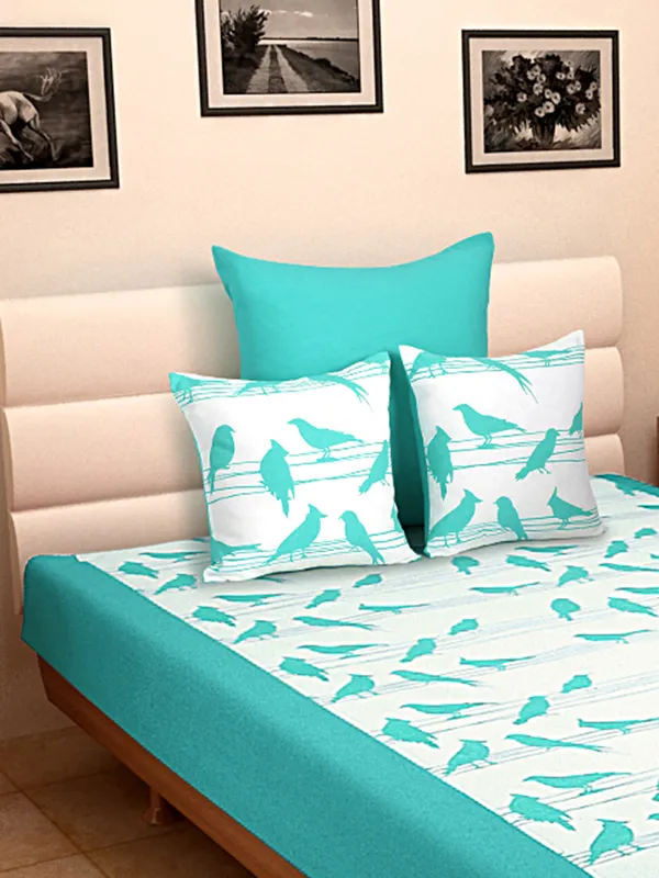 Pack_of_4_Pieces_Cotton_Aqua_Big_Bird_Printed_Single_Bedsheet_With_Sham_Cover_and_Cushion_Cover_for_Bedroom,_Guest_Room,_Kids_Room