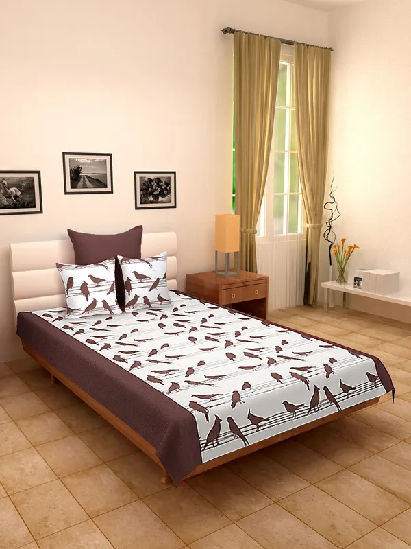 Pack_of_4_Pieces_Cotton_Brown_Big_Bird_Printed_Single_Bedsheet_With_Sham_Cover_and_Cushion_Cover_for_Bedroom,_Guest_Room,_Kids_Room
