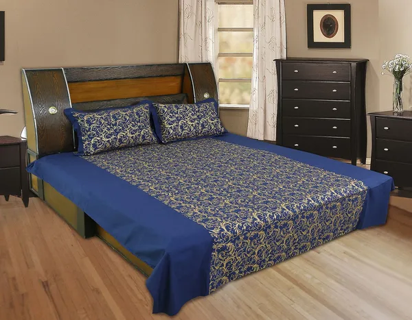 Pack_of_2_&_3_Pieces_Cotton_Blue_Gold_Floral_Printed_Bedsheet_Set_With_Pillow_Covers_for_Bedroom,_Guest_Room,_Kids_Room
