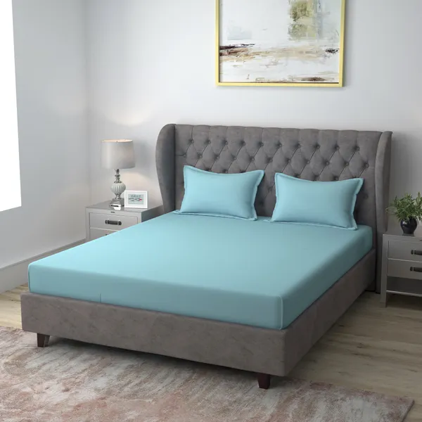Pack_of_2_&_3_Pieces_Cotton_Aqua_Solid_Bedsheet_With_Pillow_Cover_for_Bedroom,_Guest_Room,_Kids_Room