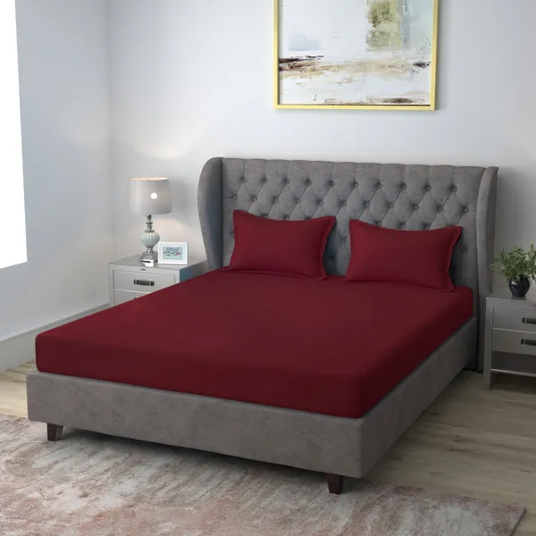 Pack_of_2_&_3_Pieces_Cotton_Maroon_Solid_Bedsheet_With_Pillow_Cover_for_Bedroom,_Guest_Room,_Kids_Room