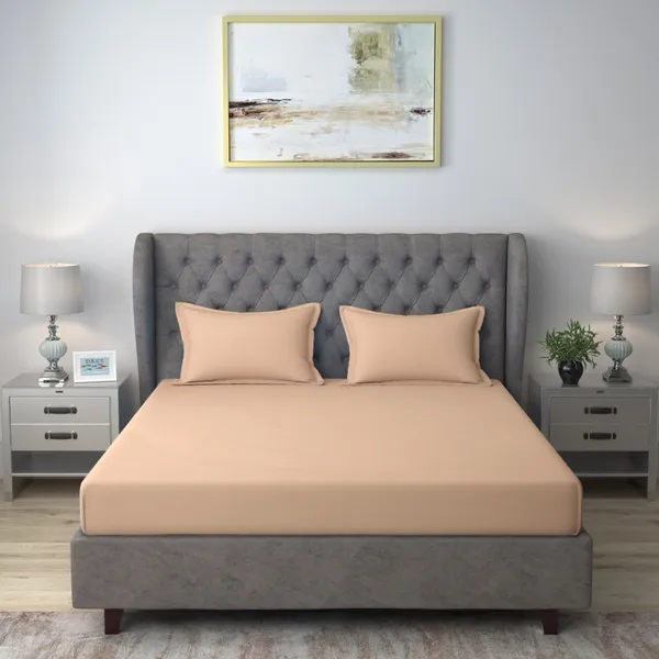 Pack_of_2_&_3_Pieces_Cotton_Beige_Solid_Color_Bedsheet_With_Pillow_Covers_for_Bedroom,_Guest_Room,_Kids_Room