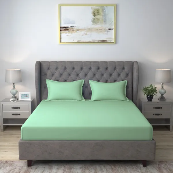 Pack_of_2_&_3_Pieces_Cotton_Sea_Green_Solid_Color_Bedsheet_With_Pillow_Cover_for_Bedroom,_Guest_Room,_Kids_Room