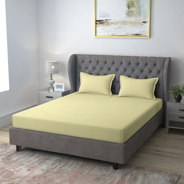 Pack_of_2_&_3_Pieces_Cotton_Limon_Yellow_Solid_Color_Bedsheet_With_Pillow_Covers_for_Bedroom,_Guest_Room,_Kids_Room