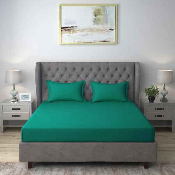Pack_of_2_&_3_Pieces_Cotton_Bottle_Green_Solid_Color_Bedsheet_With_Pillow_Covers_for_Bedroom,_Guest_Room,_Kids_Room