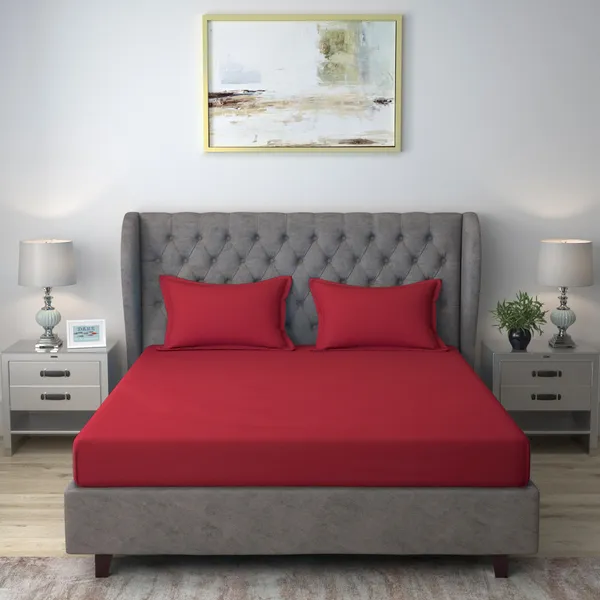 Pack_of_2_&_3_Pieces_Cotton_Red_Solid_Color_Bedsheet_With_Pillow_Cover_for_Bedroom,_Guest_Room,_Kids_Room