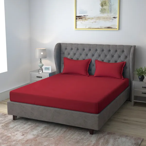 Pack_of_2_&_3_Pieces_Cotton_Red_Solid_Color_Bedsheet_With_Pillow_Cover_for_Bedroom,_Guest_Room,_Kids_Room