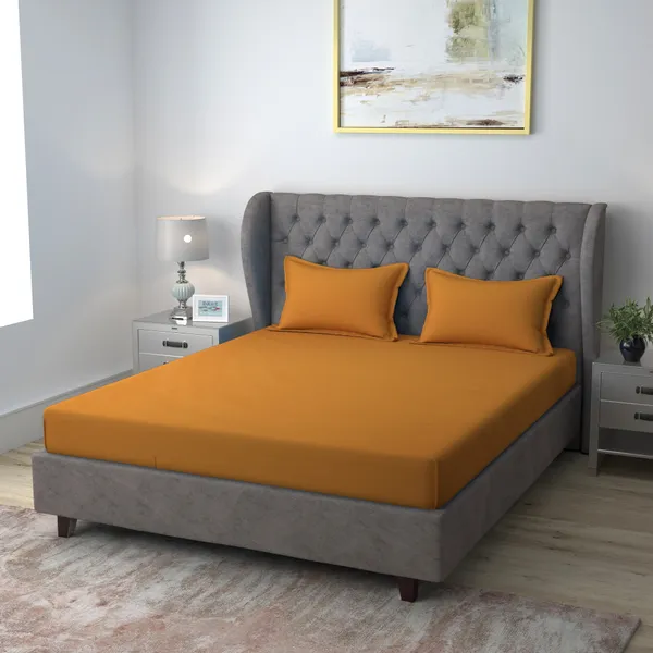 Pack_of_2_&_3_Pieces_Cotton_Mustered_Solid_Color_Bedsheet_With_Pillow_Covers_for_Bedroom,_Guest_Room,_Kids_Room
