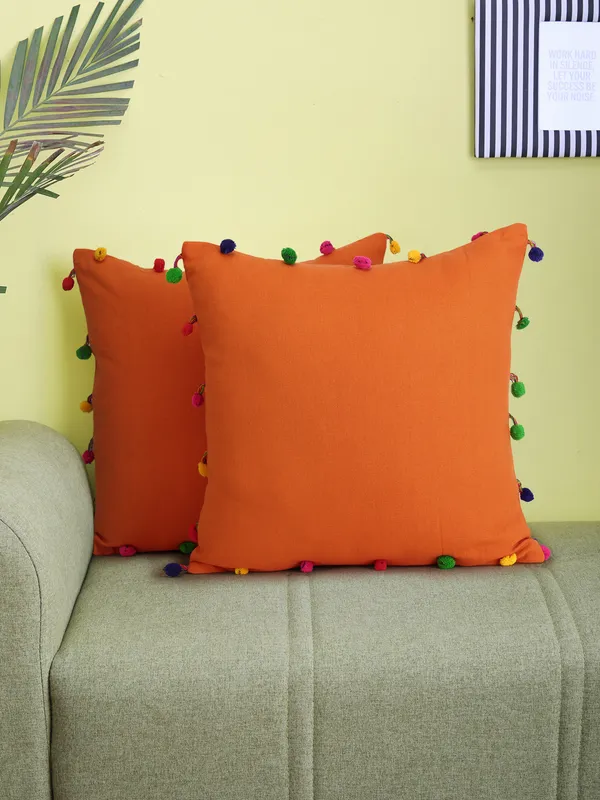 Pack_of_2_Pieces_Cotton_Orange_Pompom_Cushion_Cover_For_Living_Room_and_Bedroom