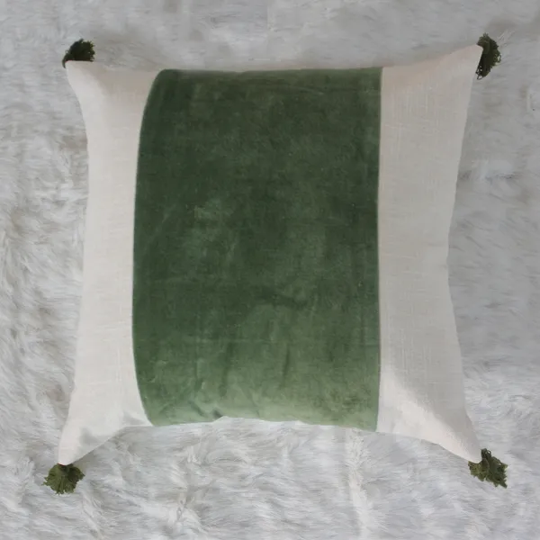 Pack_of_2_Pieces_Cotton_Green_Paradise_Velvet_With_Tassel_Collection_Cushion_and_Pillow_Cover_for_Living_Room_and_Bedroom