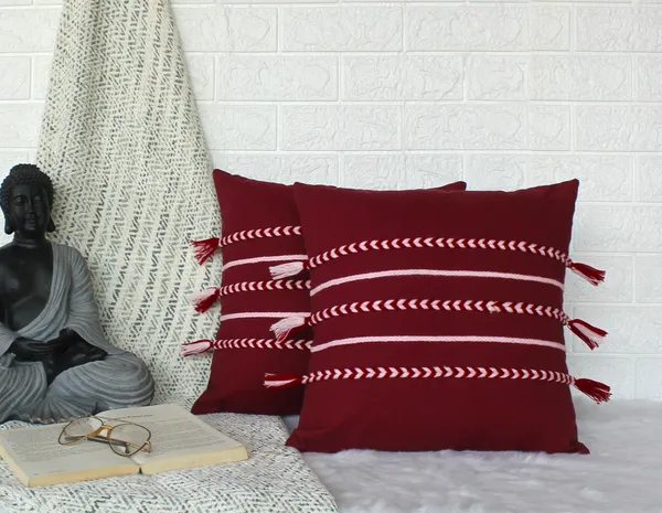 Pack_of_2_Pieces_Cotton_Maroon_Boho_Braids_Collection_Cushion_and_Pillow_Cover_for_Living_Room_and_Bedroom