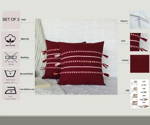 Pack_of_2_Pieces_Cotton_Maroon_Boho_Braids_Collection_Cushion_and_Pillow_Cover_for_Living_Room_and_Bedroom