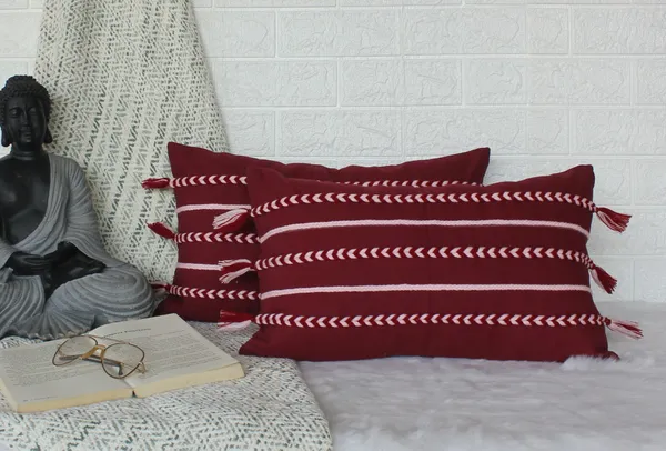 Pack_of_2_Pieces_Cotton_Maroon_Boho_Braids_Collection_Cushion_and_Pillow_Cover_for_Living_Room_and_Bedroom