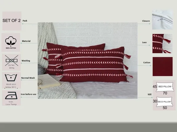 Pack_of_2_Pieces_Cotton_Maroon_Boho_Braids_Collection_Cushion_and_Pillow_Cover_for_Living_Room_and_Bedroom