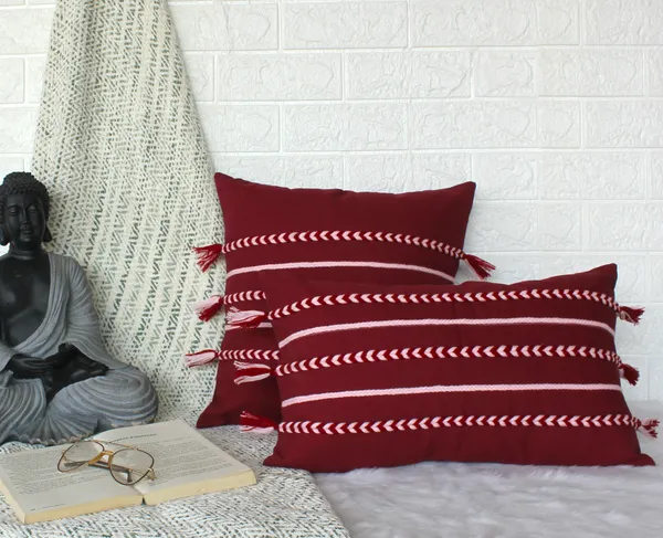 Pack_of_2_Pieces_Cotton_Maroon_Boho_Braids_Collection_Cushion_and_Pillow_Cover_for_Living_Room_and_Bedroom