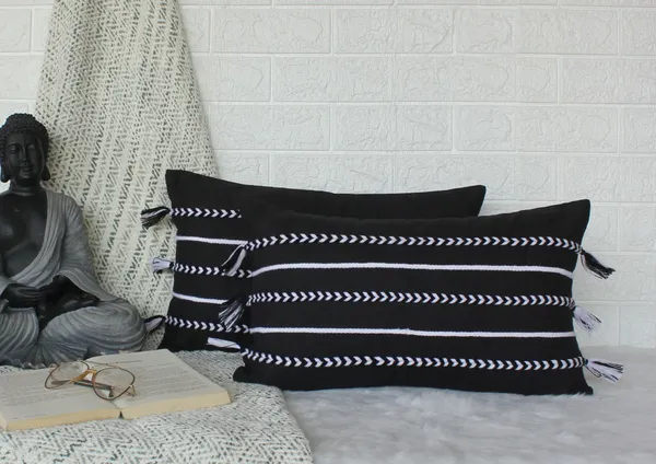 Pack_of_2_Pieces_Cotton_Black_Boho_Braids_Collection_Cushion_and_Pillow_Cover_for_Living_Room_and_Bedroom