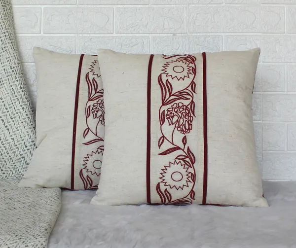 Pack_of_2_Pieces_Cotton_Maroon_blossom_bale_Embroidery_Collection_Cushion_and_Pillow_Cover_for_Living_Room_and_Bedroom