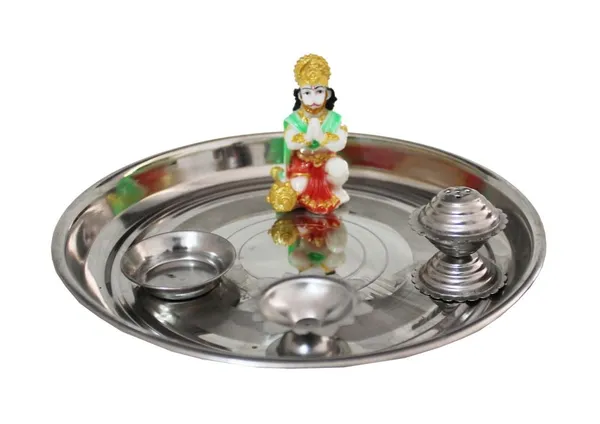 Pack_of_5_Piece_Steel_Silver_Fixed_Hanuman_Thali_for_Pooja_Room_and_Decoration