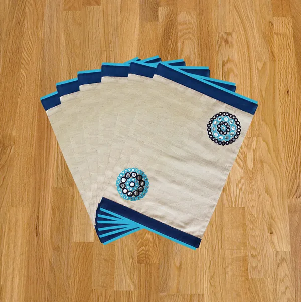 Pack_of_18_Pieces_Cotton_Blue_Circular_embroidery_Place_Mat_With_Napkin_for_Dinning_and_Center_Table