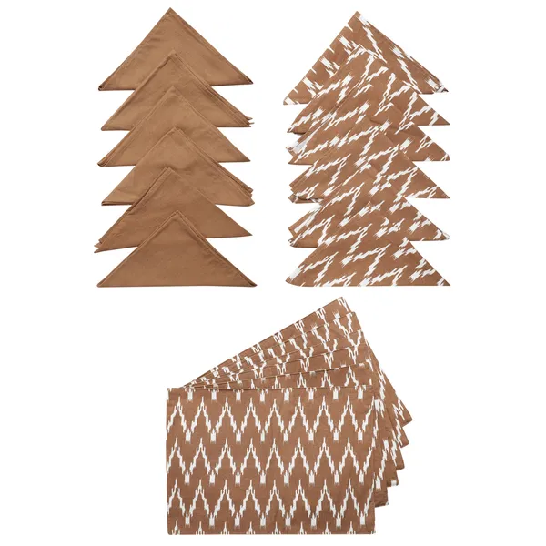 Pack_of_18_Pieces_Cotton_Brown_Waggle_Printed_Place_Mat_and_Napkin_Set_for_Dinning_and_Center_Table