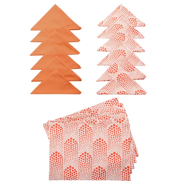 Pack_of_18_Pieces_Cotton_Orange_Bubble_Printed_Place_Mat_and_Napkin_Set_for_Dinning_and_Center_Table