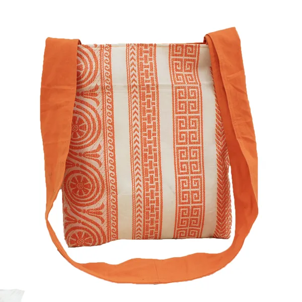 Pack_of_1_Piece_Cotton_Orange_Plaza_Circular_Lurex_Waved_Collection_Shoulder_Bag_for_Girl,_Boy,_Men_and_Women