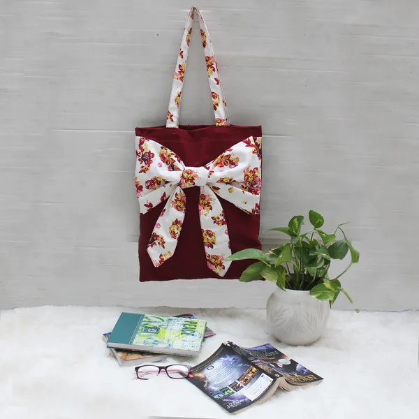 Pack_of_2_Pieces_Cotton_Maroon_Polka_Dot_Printed_Tie_Tote_Shopping_Bag_for_Shopping_General_&_Grocery