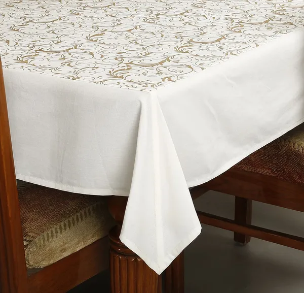 Pack_of_5,_7_&_9_Cotton_White_Gold_Printed_Table_Cover_With_Place_Mat_Set_for_Center_and_Dinning_Table