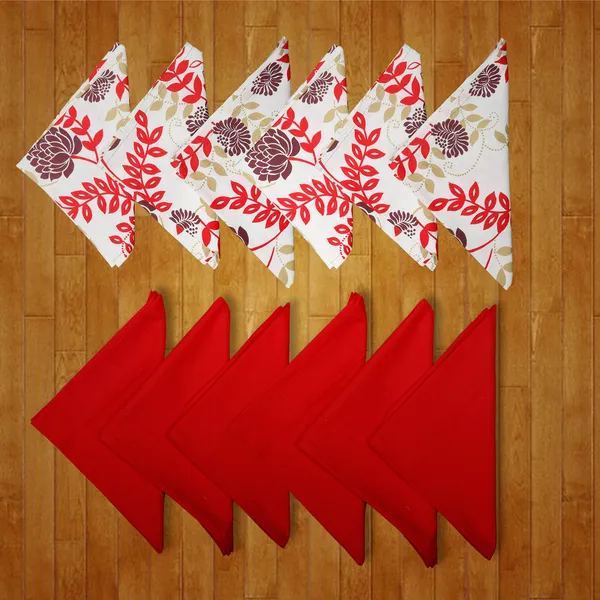Pack_of_12_Pieces_Cotton_Red_Floral_Printed_and_Plain_Napkin_Set_for_Dining_and_Kitchen