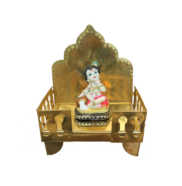 Pack_of_1_Piece_Brass_Multicolor_Little_Krishna_on_singhasan_for_Pooja_Room_and_Decoration