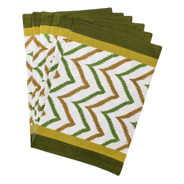 Pack_of_5,_7_&_9_Pieces_Cotton_Green_Chevron_Printed_Table_Runner_With_Place_Mat_for_Dining_&_Center_Table