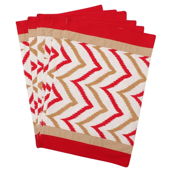Pack_of_5,_7_&_9Pieces_Cotton_Red_Chevron_Printed_Table_Runner_With_Place_Mat_for_Dining_&_Center_Table