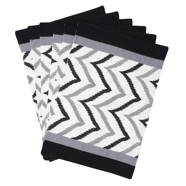 Pack_of_5,_7_&_9_Pieces_Cotton_Black_Chevron_Printed_Table_Runner_with_Place_Mat_for_Dining_&_Center_Table