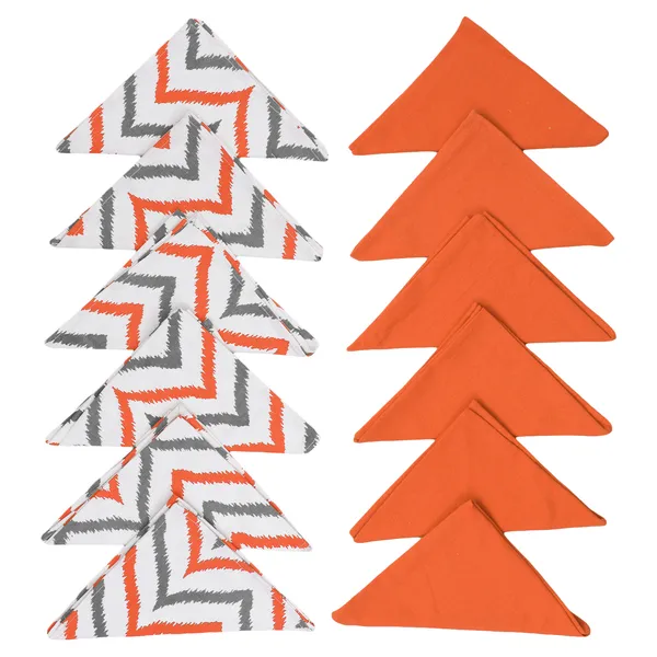 Pack_of_13,_19_&_25_Pieces_Cotton_Orange_Chevron_Printed_Table_Runner_With_Place_Mat_and_Napkin_For_Dining_&_Center_Table