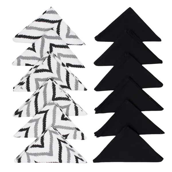 Pack_of_13,_19_&_25_Pieces_Cotton_Black_Chevron_Printed_Table_Runner_With_Place_Mat_and_Napkin_For_Dining_&_Center_Table