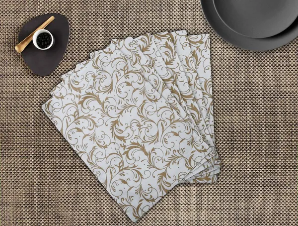Pack_of_5,_7_&_9_Pieces_Cotton_White_Gold_Printed_Table_Runner_With_Place_Mat_for_Dining_&_Center_Table