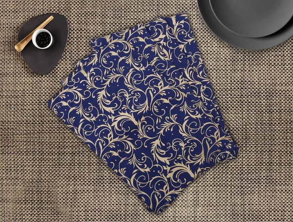 Pack_of_5,_7_&_9_Pieces_Cotton_Blue_Gold_Printed_Table_Runner_with_Place_Mat_for_Dining_&_Center_Table