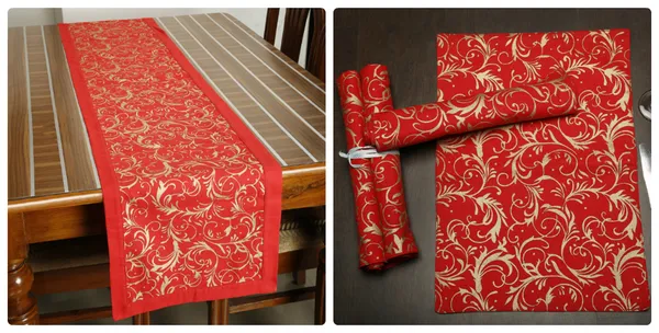 Pack_of_13,_19_&_25_Pieces_Cotton_Green_Gold_Printed_Table_Runner_With_Place_Mat_for_Dining_&_Center_Table