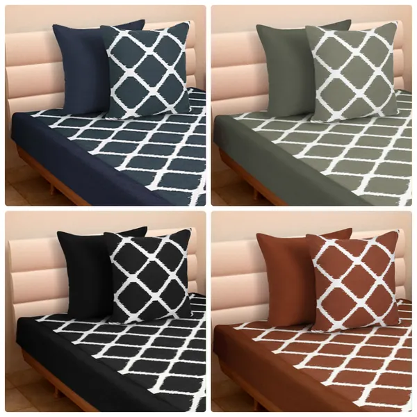 Pack_of_4_Pieces_Cotton_Rust_Ikat_Printed_Single_Bedsheet_With_Sham_Cover_and_Cushion_Cover_for_Bedroom,_Guest_Room,_Kids_Room