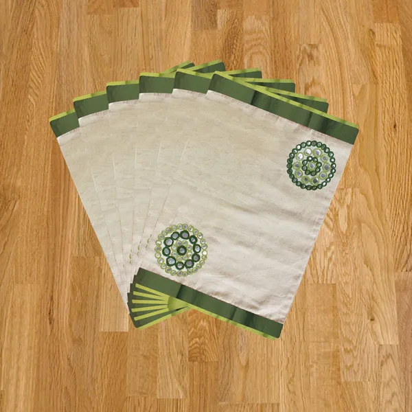 Pack_of_18_Pieces_Cotton_Green_Circular_embroidery_Place_Mat_With_Napkin_for_Dinning_and_Center_Table