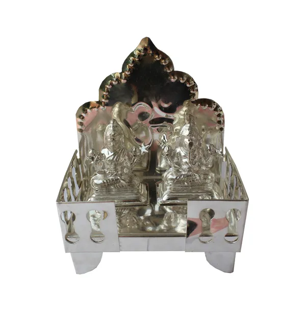 Pack_of_1_Piece_Brass_Sliver_Laxmi_Ganesha_on_Singhasan_for_Pooja_Room_and_Decoration