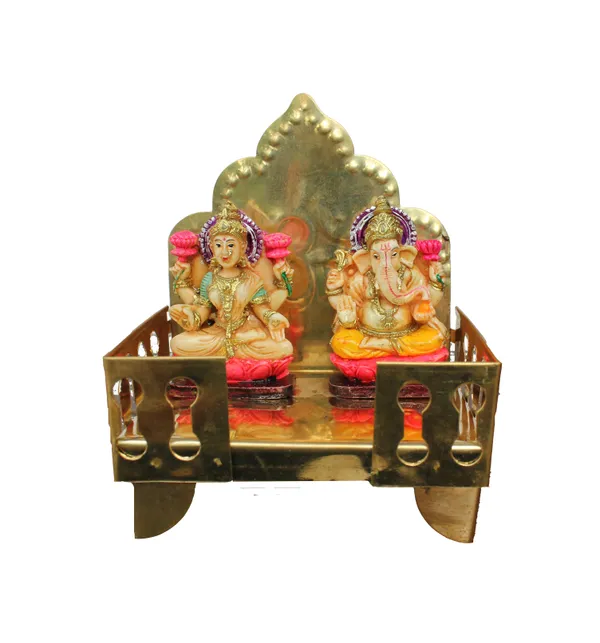 Pack_of_1_Piece_Brass_Multicolor_Laxmi_Ganesh_on_singhasan_for_Pooja_Room_and_Decoration