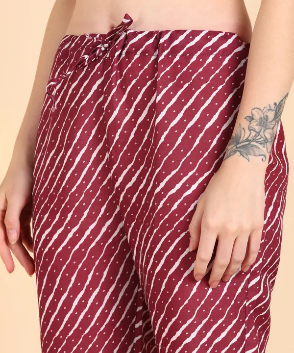 Maroon_Cotton_Printed_Kurti_Pant_With_Dupatta_Set