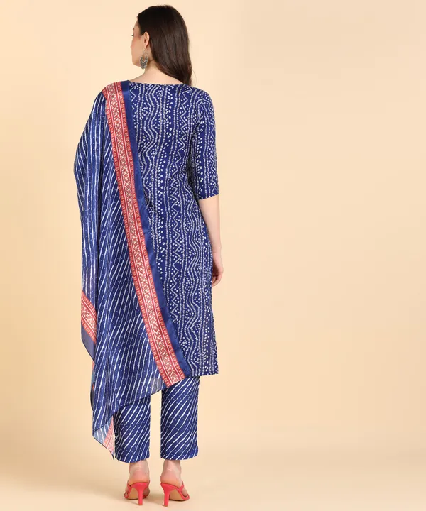 Blue_Cotton_Printed_Kurti_Pant_With_Dupatta_Set