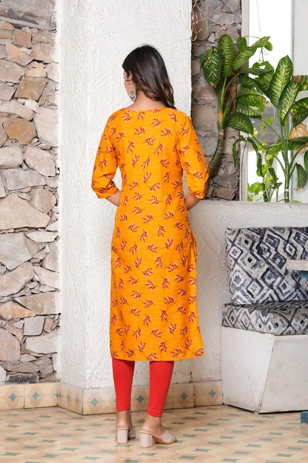 Orange_Women_Printed_Straight_Kurti