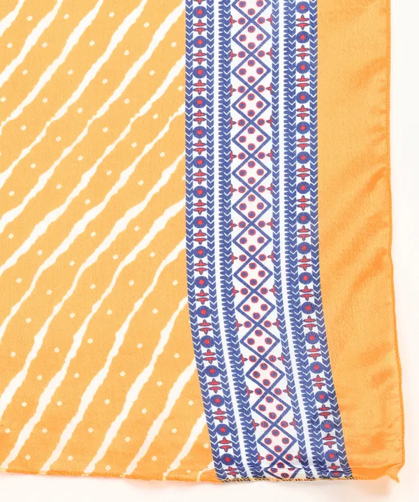 Yellow_Cotton_Printed_Round_Kurti_With_Dupatta_Set_For_Women
