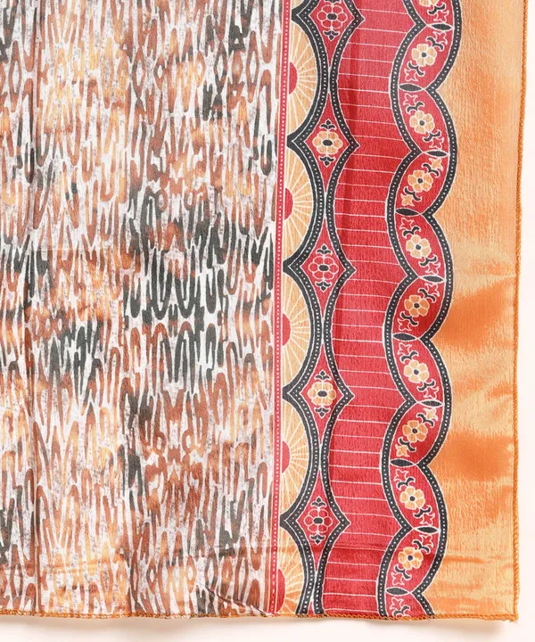 Brown_Cotton_Printed_Round_Kurti_With_Dupatta_Set_For_Women